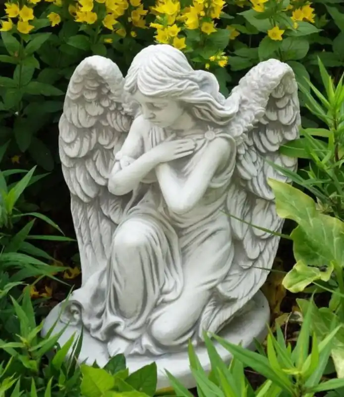 Casa Padrino Scultura Art Nouveau del Giardino Angelo Grigio A. 36 cm - Elegante Figura Decorativa da Giardino in Pietra - Accessori per Decorazione Giardino Art Nouveau Top-Angebot