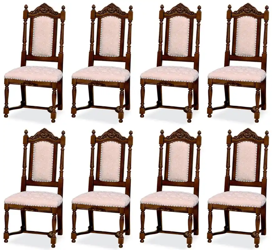 Letzte Chance Casa Padrino set di 8 sedie da pranzo barocco di lusso rosa / bianco / marrone scuro - Sedie da cucina stile barocco - Magnifici mobili per sala da pranzo di lusso in stile barocco