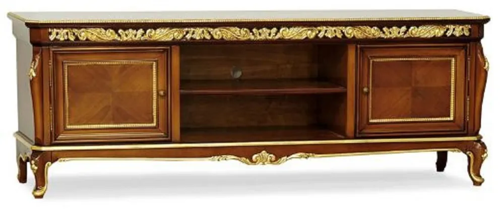 Knallerangebot Casa Padrino armadio TV barocco di lusso marrone / oro - Credenza fatto a mano in legno massello con 2 ante - Mobili da soggiorno di lusso in stile barocco - Mobili barocchi - Nobile e magnifico