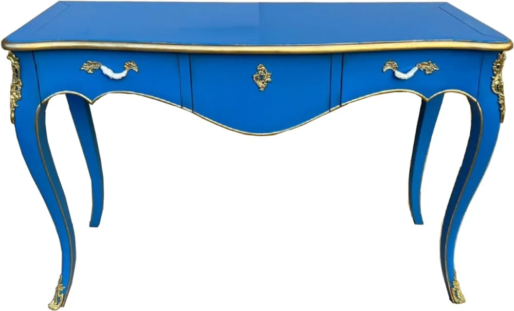Preiswert Casa Padrino segretario barocco con 3 cassetti blu / oro - Scrivania in legno massello fatta a mano in stile barocco - Mobile da ufficio barocco