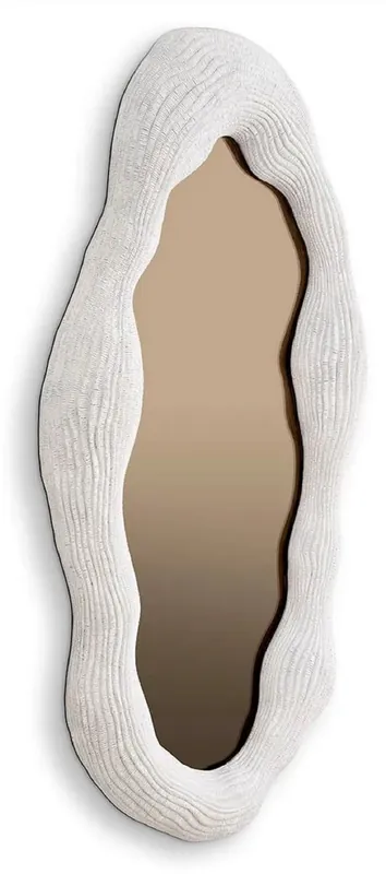Casa Padrino specchio di lusso bianco / bronzo 71 x 6 x A. 123 cm - Specchio da parete di design ovale - Specchio per guardaroba - Specchio per camera da letto - Qualità di lusso Echt