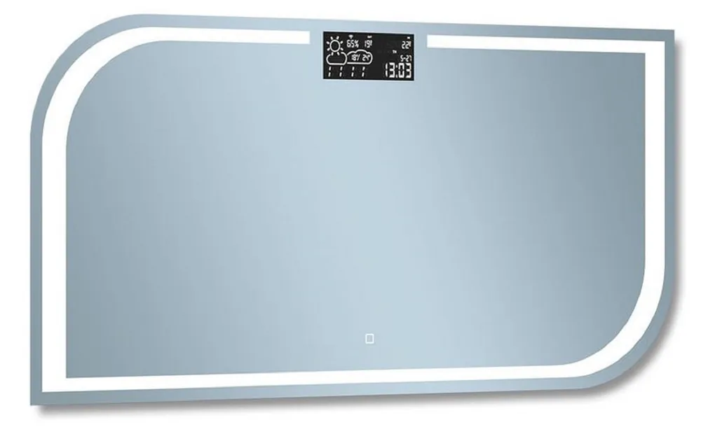 Casa Padrino specchio da bagno di lusso 120 x 2,5 x A. 60 cm - Specchio da parete con illuminazione a LED e stazione meteo integrata - Mobili per bagno di lusso Must-Have
