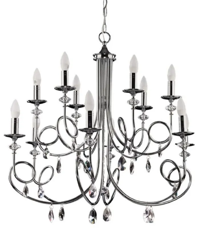 Saisonangebot Casa Padrino lampadario barocco di lusso in cristallo argento Ø 90 x A. 75 cm - Magnifico lampadario da soggiorno in stile barocco - Nobile e magnifico