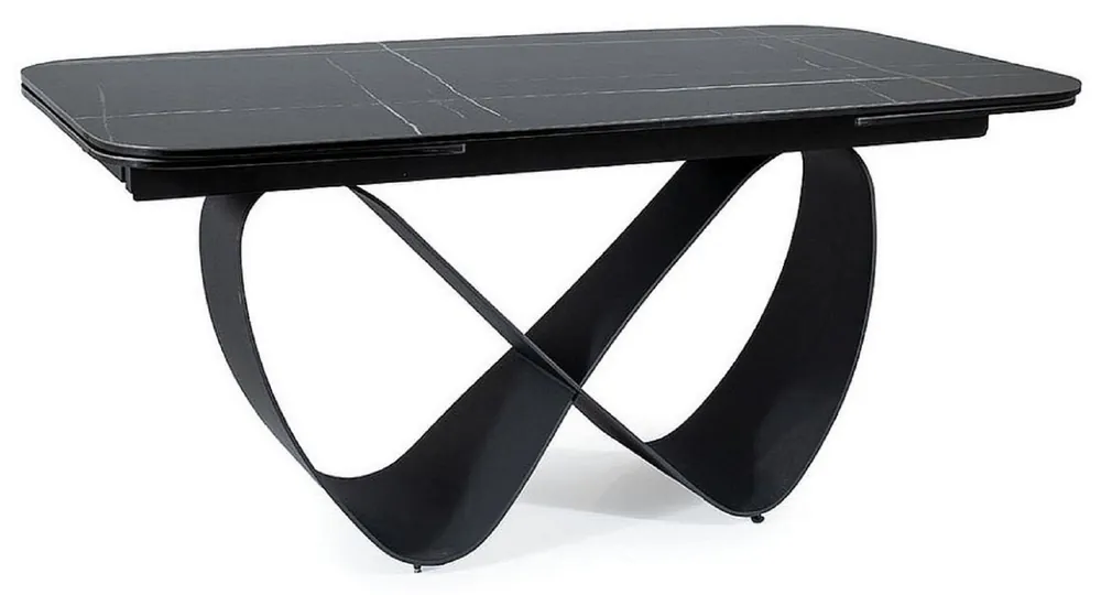 Casa Padrino tavolo da pranzo di lusso nero / nero opaco 160-240 x 95 x A. 76 cm - Tavolo da cucina allungabile con piano in vetro ceramica - Mobili per sala da pranzo di lusso Direktkauf
