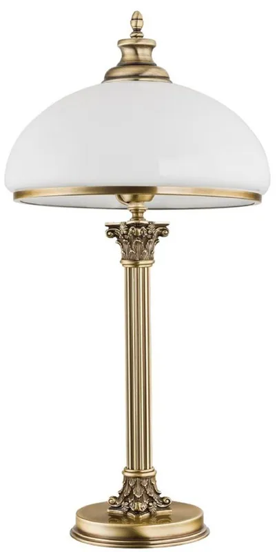 Casa Padrino lampada da tavolo barocco di lusso ottone con patina / bianco Ø 30 x A. 60 cm - Lampada da tavolo rotonda in ottone con paralume in vetro - Luci barocche Nur Für Kurze Zeit