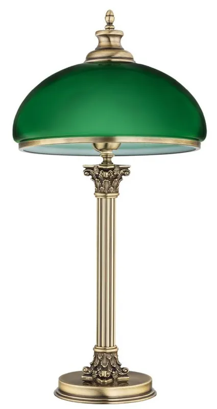 Jetzt Kaufen Casa Padrino lampada da tavolo barocco di lusso ottone con patina / verde Ø 30 x A. 60 cm - Lampada da tavolo rotonda in ottone con paralume in vetro - Luci barocche