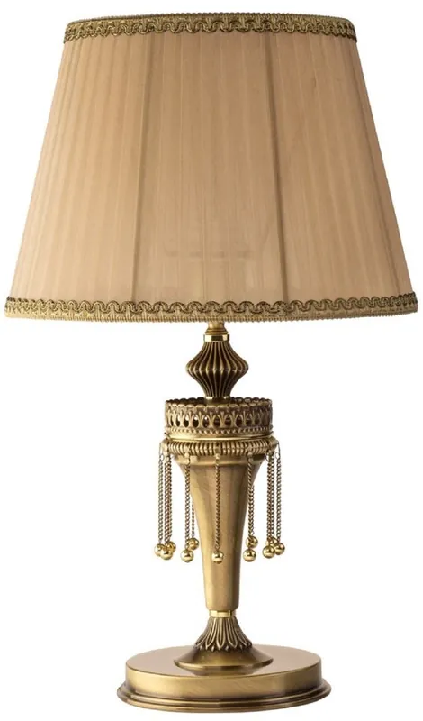 Casa Padrino lampada da tavolo barocco di lusso ottone con patina / beige / oro Ø 30 x A. 50 cm - Lampada da tavolo rotonda in ottone con paralume - Luci barocche Ausverkauf