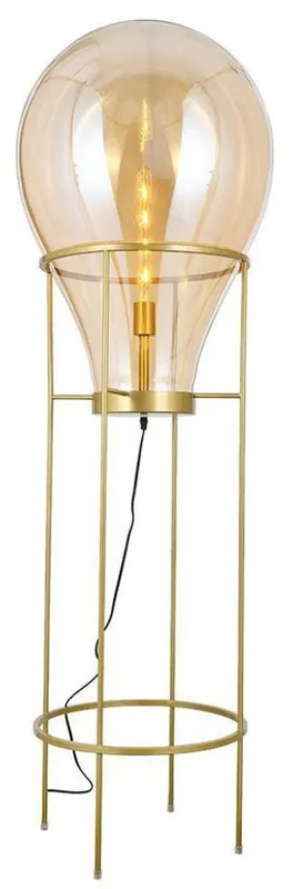 Casa Padrino lampada da terra di lusso ambra / oro Ø 50 x A. 158 cm - Lampada da terra rotonda in metallo con paralume in vetro - Lampade da terra di lusso - Lampade di lusso - Interni di lusso Knallerangebot