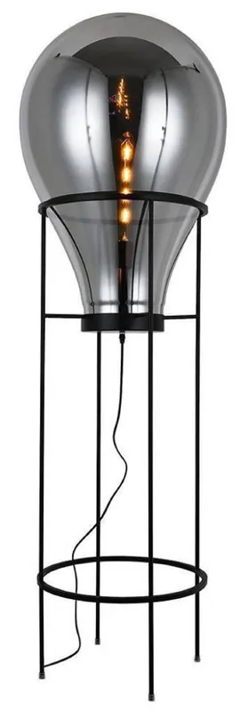 Solange Der Vorrat Reicht Casa Padrino lampada da terra di lusso grigio / nero Ø 50 x A. 158 cm - Lampada da terra rotonda in metallo con paralume in vetro - Lampade da terra di lusso - Lampade di lusso - Interni di lusso