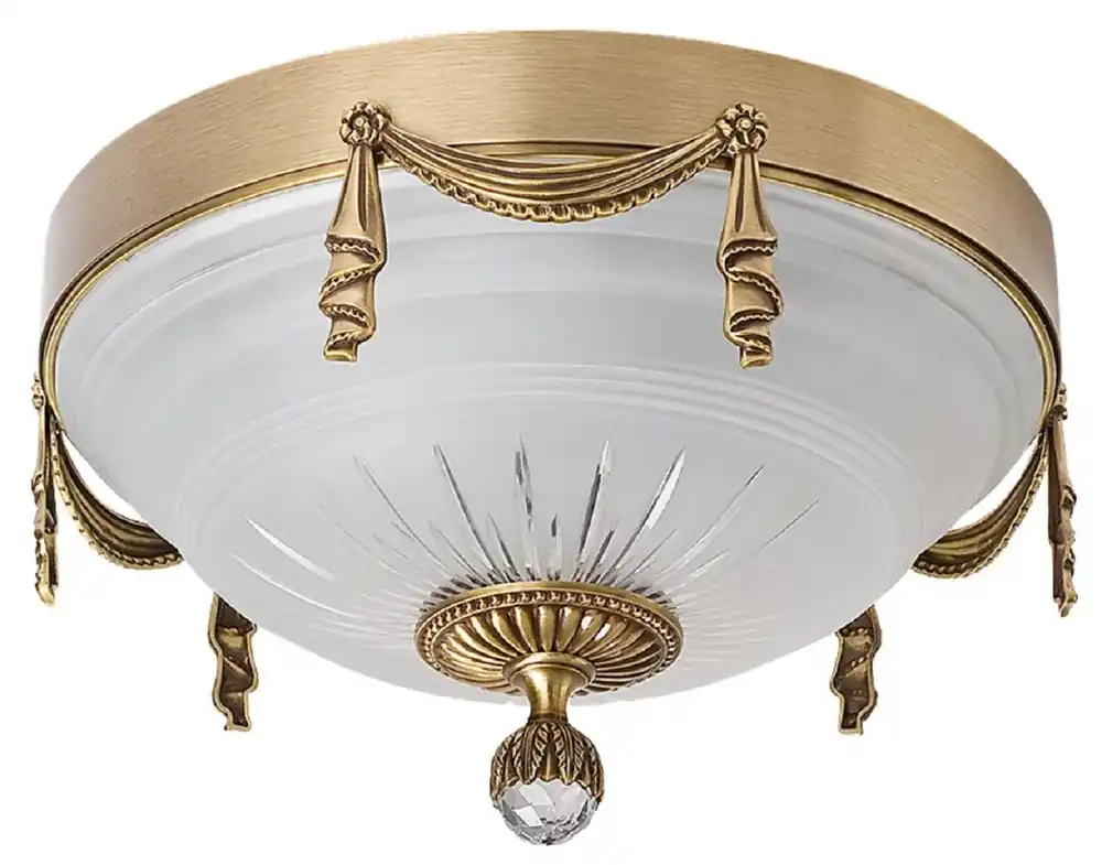 Casa Padrino lampada da soffitto in cristallo barocco di lusso ottone patinato / bianco Ø 30 x A. 20 cm - Lampada da soffitto rotonda da soggiorno in stile barocco - Luci barocche Jetzt Bestellen