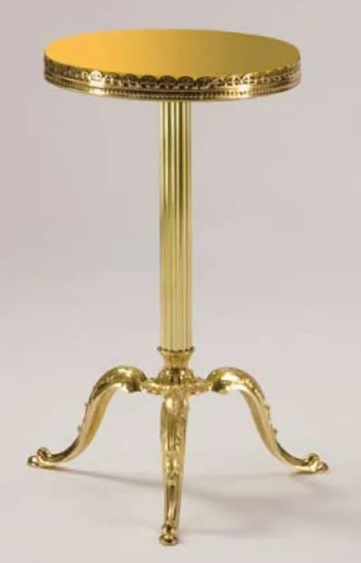 Preisknaller Casa Padrino tavolino barocco di lusso oro Ø 32 x A. 50 cm - Tavolo rotondo in ottone con piano in legno massello e piano in vetro - Mobili barocchi - Qualità di lusso - Fatto in Italia
