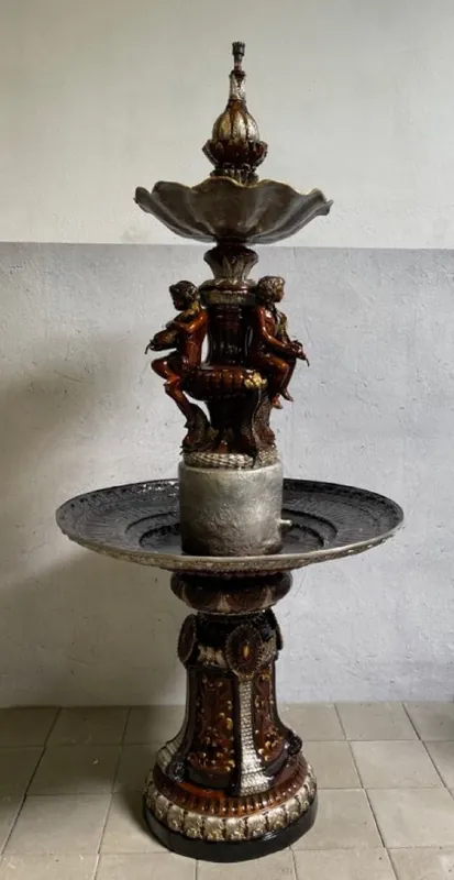 Casa Padrino fontana barocco di lusso in bronzo bronzo / oro Ø 110 x A. 244 cm - Magnifica fontana da giardino barocca in bronzo - Decorazione giardino in stile barocco in bronzo Direkt Vom Hersteller