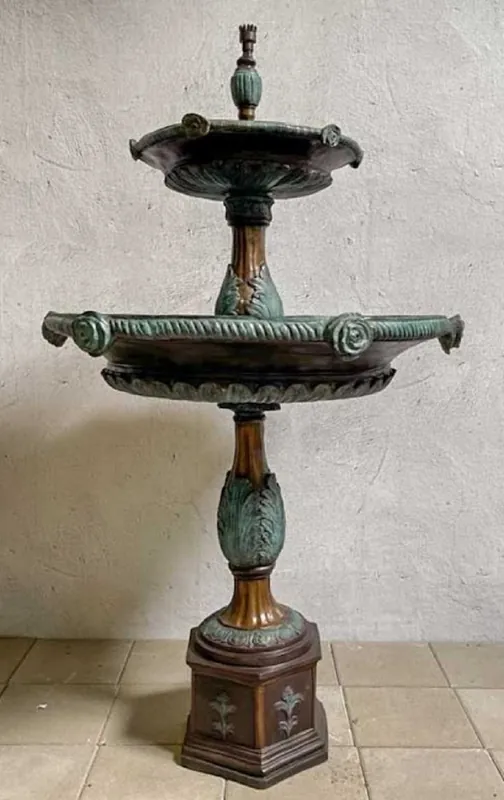 Casa Padrino fontana barocco di lusso in bronzo bronzo / turchese Ø 90 x A. 160 cm - Magnifica fontana da giardino barocca in bronzo - Decorazione giardino in stile barocco in bronzo Schnäppchen