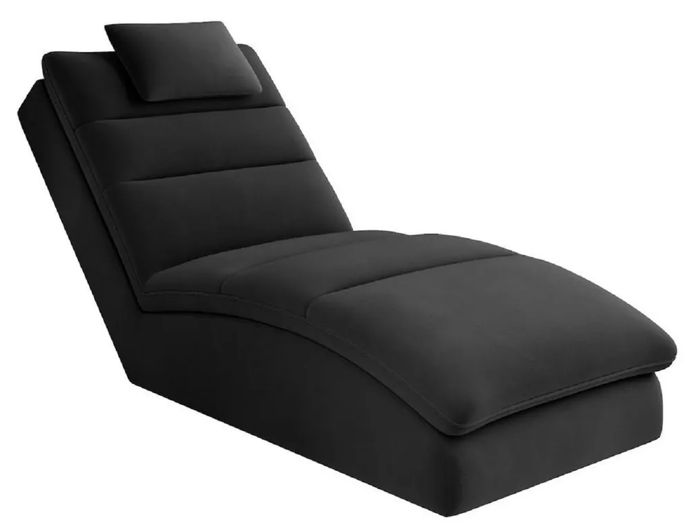 Top-Seller Casa Padrino chaise longue di lusso con cuscino poggiatesta nero 85 x 170 x A. 92 cm - Reclinabile per soggiorno - Recamier - Mobili per soggiorno - Mobili di lusso