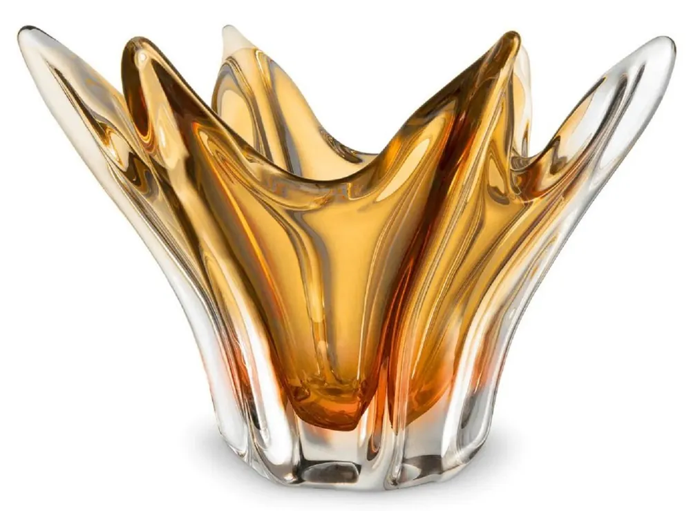 Bestpreis Casa Padrino ciotola di vetro di lusso giallo Ø 36,5 x A. 22,5 cm - Ciotola decorativa in vetro soffiato a bocca - Accessori decorativi - Qualità di lusso