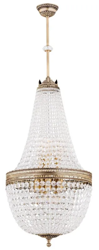 Top-Seller Casa Padrino lampadario barocco di lusso in cristallo ottone con patina Ø 40 x A. 95 cm - Lampadario da soggiorno rotondo in stile barocco - Nobile e magnifico