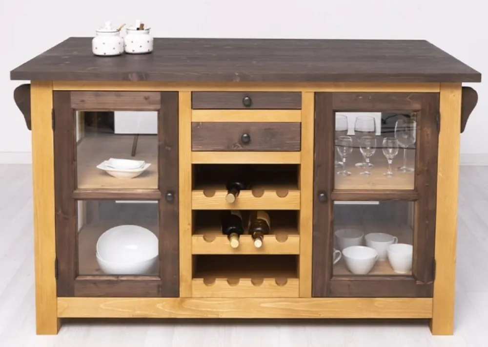 Casa Padrino isola da cucina in stile country marrone / naturale 150 x 90 x A. 90 cm - Mobile cucina in legno massello stile country - Mobile sala da pranzo in legno massello stile country Angebot