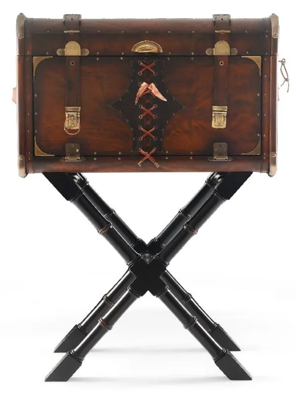 Casa Padrino minibar di lusso in pelle in ottica valigia marrone / nero / ottone 45,5 x 45,5 x A. 73 cm - Minibar in vera pelle - Mobili in vera pelle - Mobili di lusso in ottica valigia Markenware