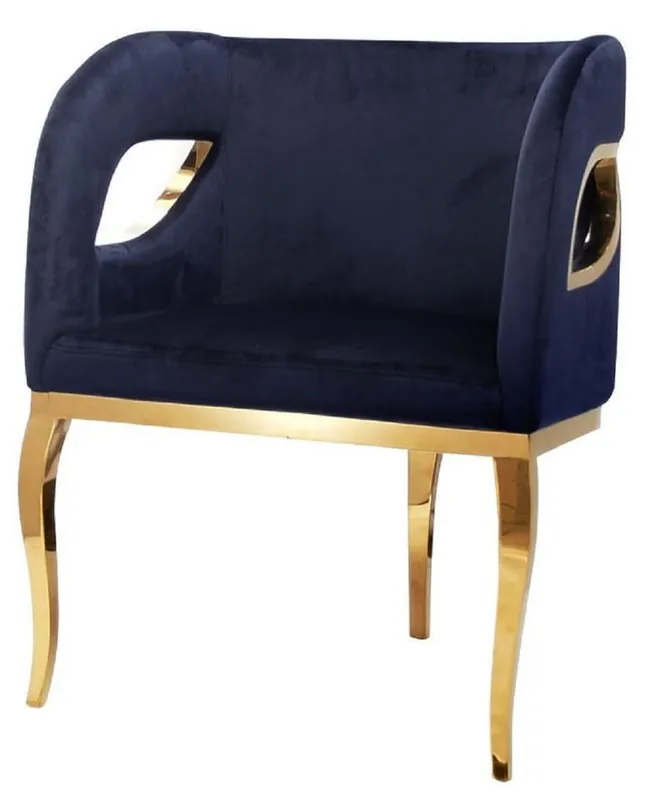 Echt Casa Padrino poltrona di lusso in velluto blu / oro 78 x 55 x A. 59 cm - Poltrona da soggiorno - Mobili da soggiorno - Mobili di lusso - Arredi da soggiorno - Arredi di lusso - Di lusso mobili