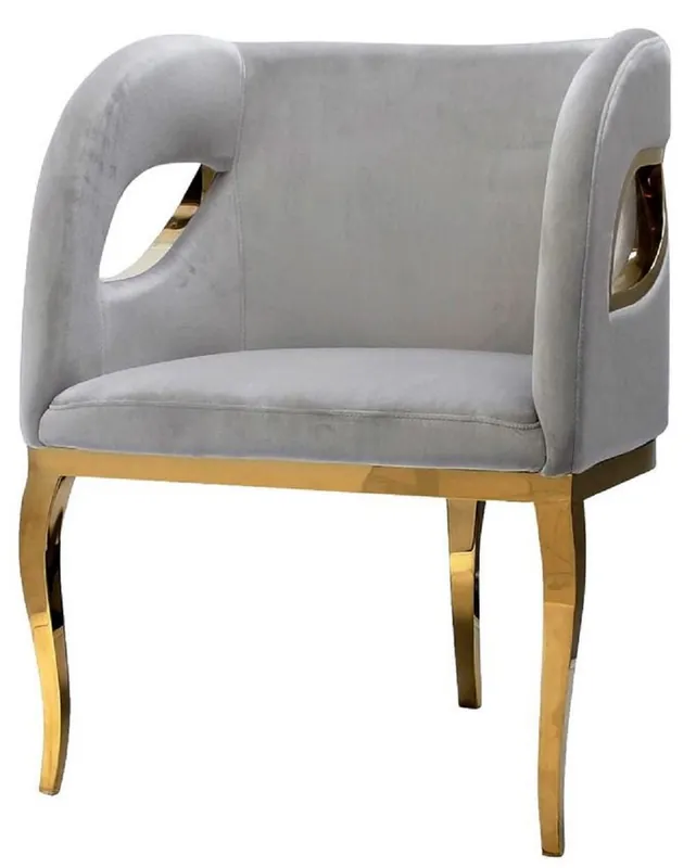 Casa Padrino poltrona di lusso in velluto grigio / oro 78 x 55 x A. 59 cm - Poltrona da soggiorno - Mobili da soggiorno - Mobili di lusso - Arredi da soggiorno - Arredi di lusso - Di lusso mobili Wochenendangebot