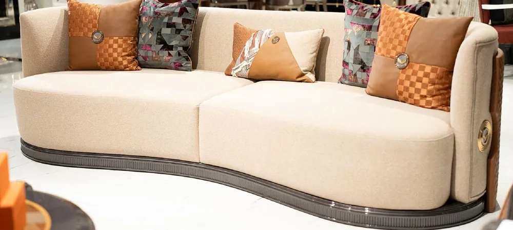 Rabatt Casa Padrino divano Art Deco di lusso crema / marrone / grigio / oro - Divano da soggiorno - Mobili per soggiorno - Mobili Art Deco - Mobili di lusso