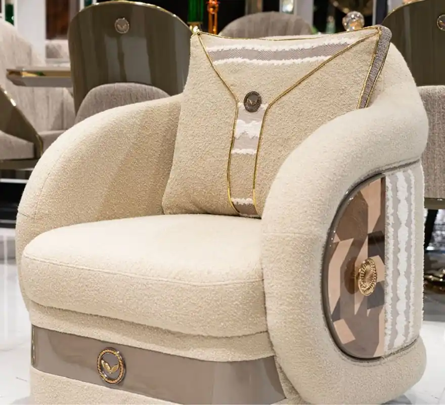 Casa Padrino poltrona di lusso crema / marrone / grigio / oro - Poltrona da soggiorno - Poltrona da hotel - Mobili per soggiorno - Mobili per hotel - Mobili di lusso Sonderangebot