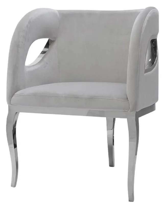 Casa Padrino poltrona di lusso in velluto grigio / argento 78 x 55 x A. 59 cm - Poltrona da soggiorno - Mobili da soggiorno - Mobili di lusso - Arredi da soggiorno - Arredi di lusso Neu Im Sortiment