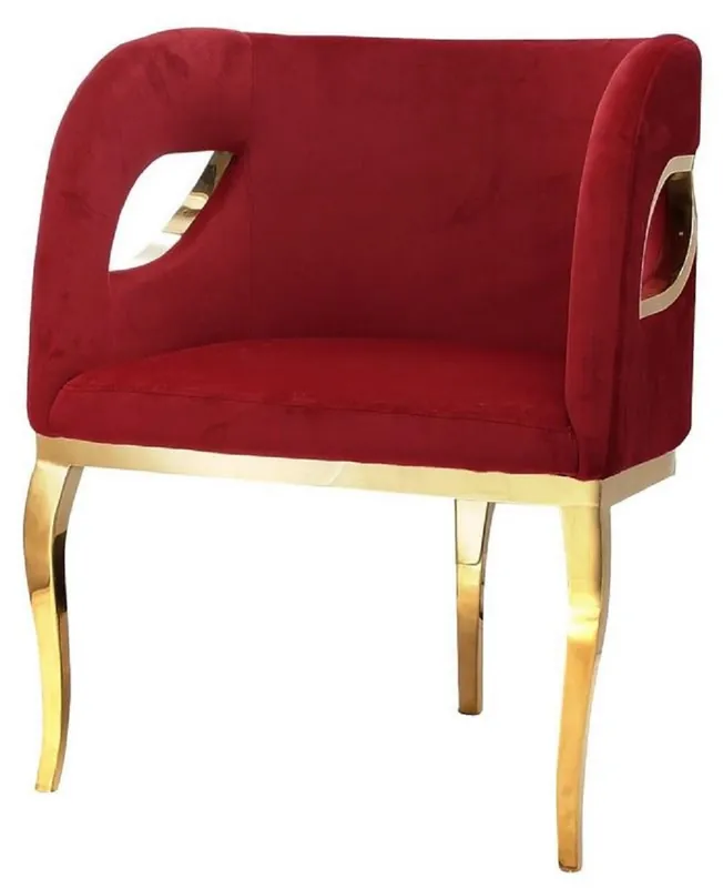 Günstig Casa Padrino poltrona di lusso in velluto rosso / oro 78 x 55 x A. 59 cm - Poltrona da soggiorno - Mobili da soggiorno - Mobili di lusso - Arredi da soggiorno - Arredi di lusso - Di lusso mobili