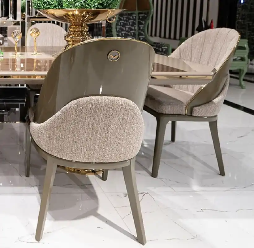 Bestseller Casa Padrino set di 6 sedie da pranzo di lusso grigio / oro - Sedie cucina di lusso - Mobili per sala da pranzo - Mobili ristorante - Mobili di lusso
