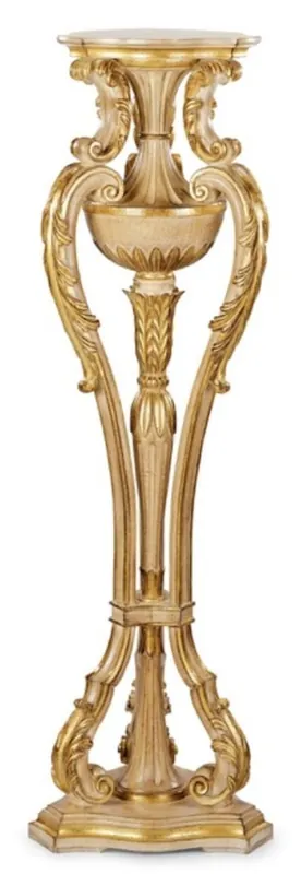 Casa Padrino pilastro barocco di lusso crema / oro - Magnifica colonna decorativa in legno massiccio - Mobili dell'Hotel - Mobili del Castello - Fatto in Italia - Qualità di Lusso Online Kaufen