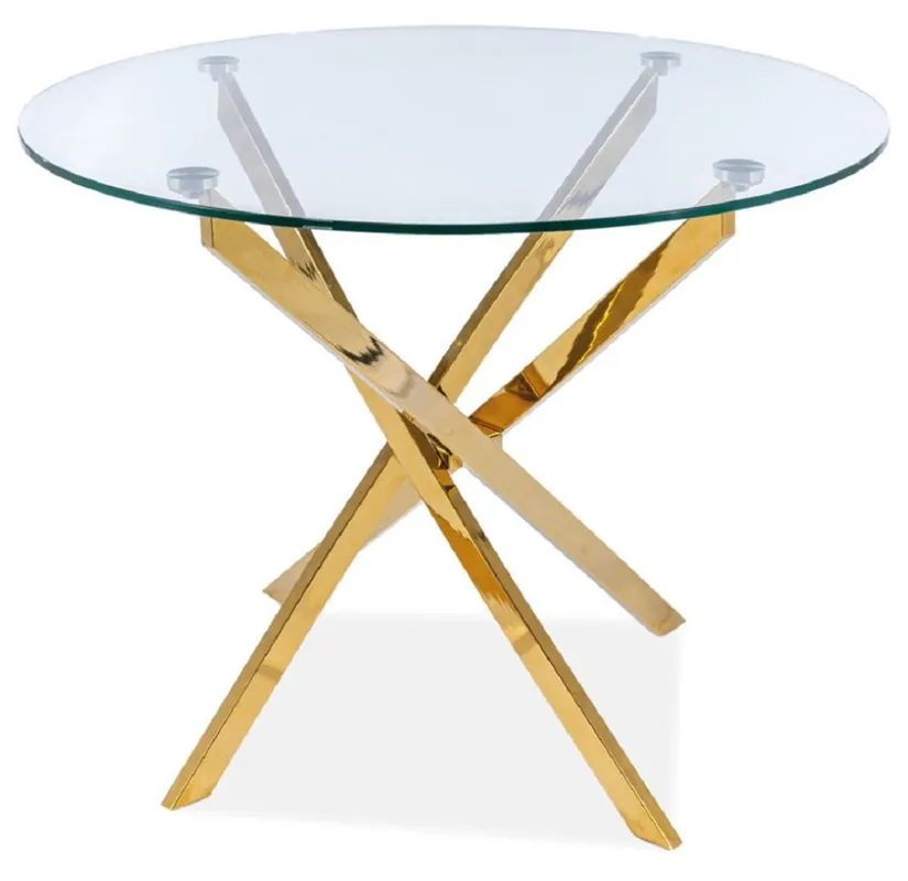 Casa Padrino tavolo da pranzo di lusso oro Ø 90 x A. 71 cm - Tavolo da pranzo rotondo con piano in vetro temperato - Mobili per sala da pranzo - Mobili per cucina Top-Preis