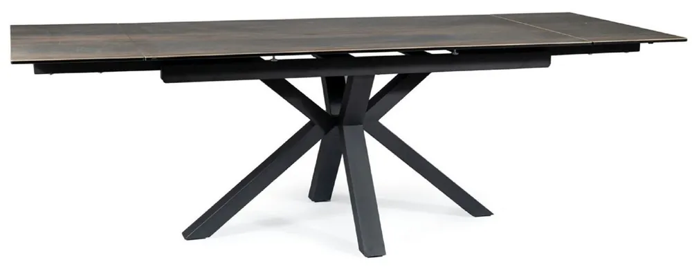 Geprüft Casa Padrino tavolo da pranzo di lusso con piano in vetro ceramica in aspetto legno marrone / nero opaco 160-240 x 90 x A. 76 cm - Tavolo da cucina allungabile - Mobile sala da pranzo