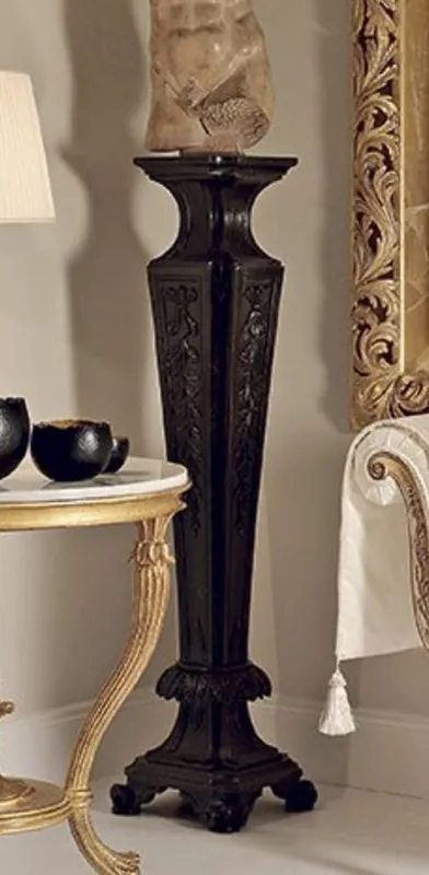 Aktuell Casa Padrino pilastro barocco di lusso nero - Magnifica colonna decorativa in legno massiccio - Mobili dell'hotel - Mobili del castello - Mobili per soggiorno - Qualità di lusso - Fatto in Italia