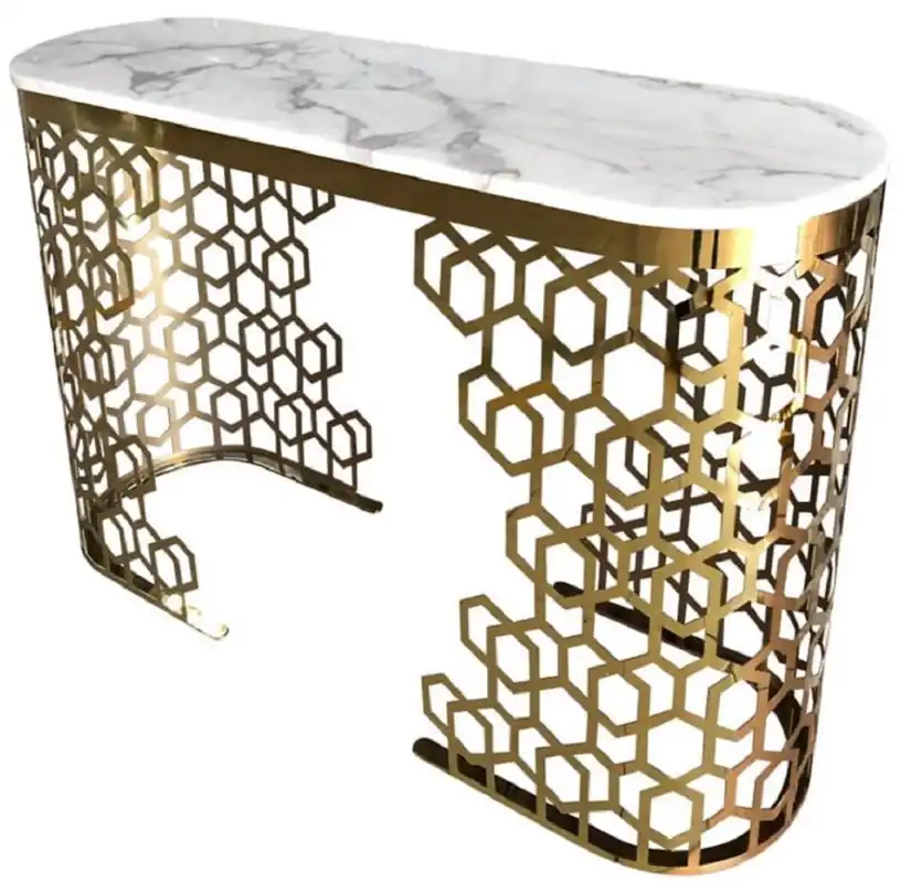 Casa Padrino consolle di lusso bianco / oro 140 x 40 x A. 80 cm - Consolle con piano in marmo artificiale - Mobili per soggiorno - Mobili per hotel - Mobili di lusso - Arredi di lusso Sonderangebot