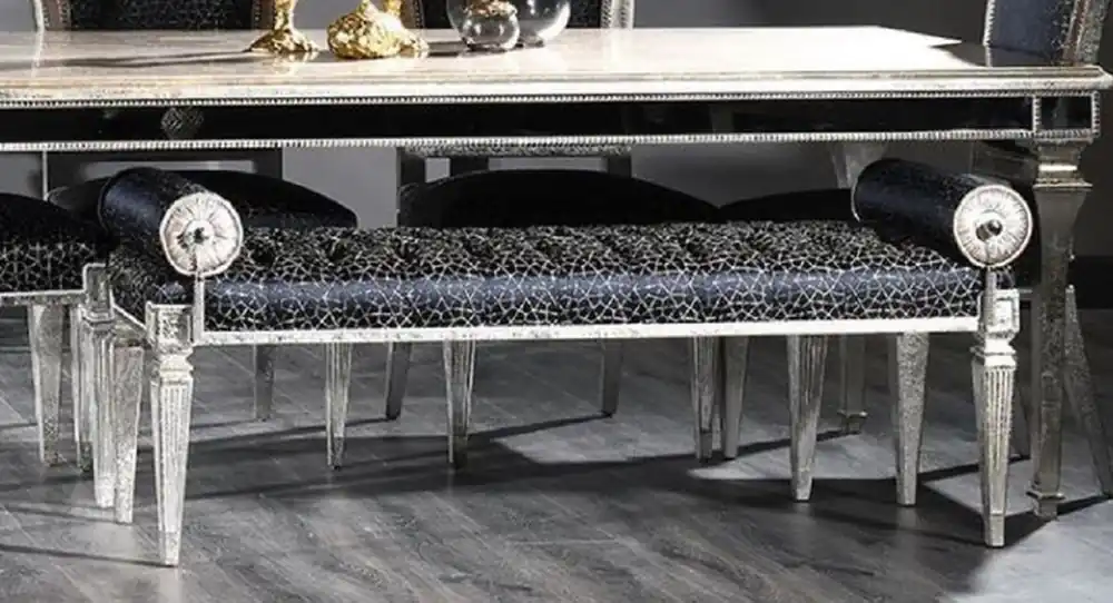 Casa Padrino panca barocco di lusso nero / argento antico - Panca in stile barocco fatta a mano - Mobili di lusso in stile barocco - Mobili barocchi - Nobili e magnifici Begrenztes Angebot