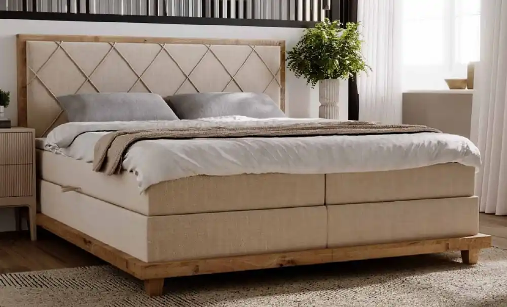 Casa Padrino letto matrimoniale di lusso naturale 170 x 210 x A. 115 cm - Letto in legno massello con materasso - Mobili per camera da letto - Mobili hotel di lusso Direktkauf