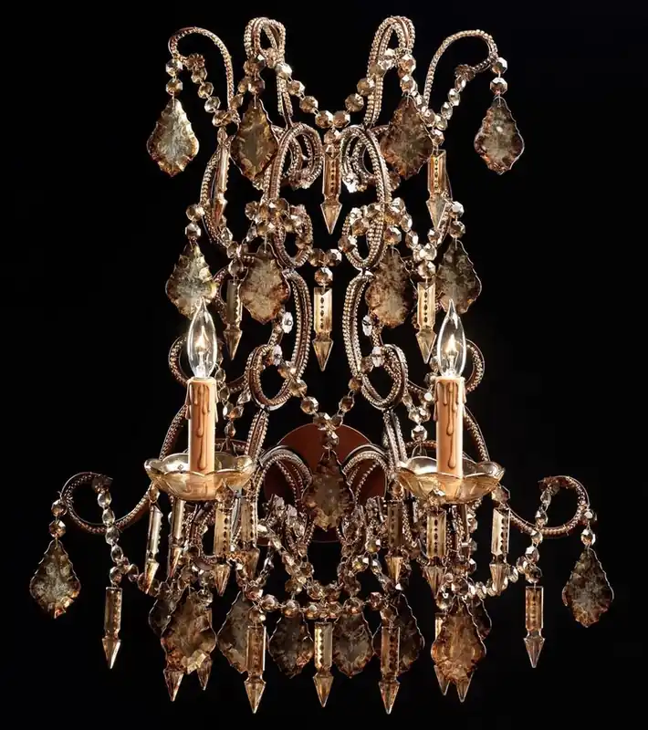Casa Padrino lampada da parete doppia in cristallo barocco di lusso argento antico / bronzo 30 x 30 x A. 65 cm - Magnifica lampada da parete in stile barocco con vetro cristallo - Fatto in Italia Kracherpreis