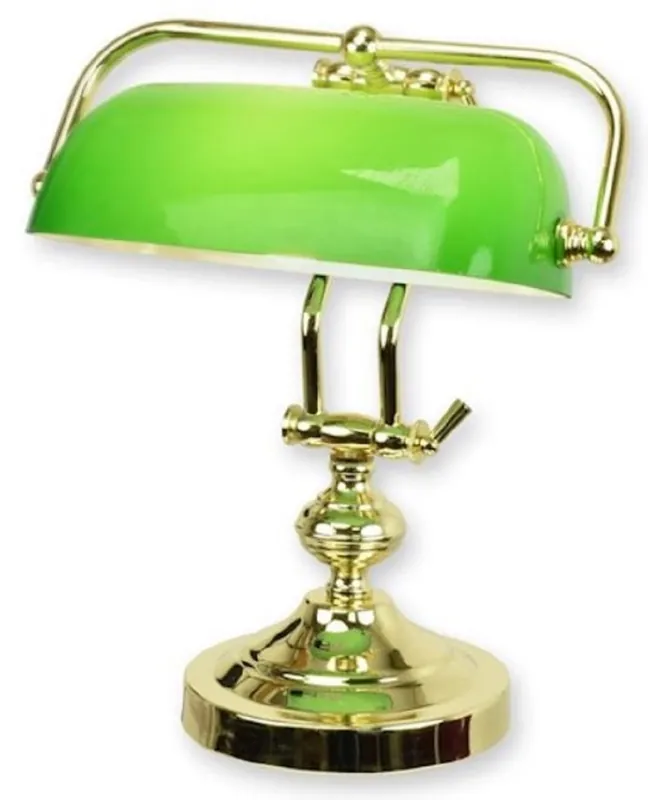 Echt Casa Padrino lampada da scrivania da banchiere oro / verde 27 x 19 x A. 37,3 cm - Lampada da tavolo in ottone con paralume in vetro - Lampada da banchiere