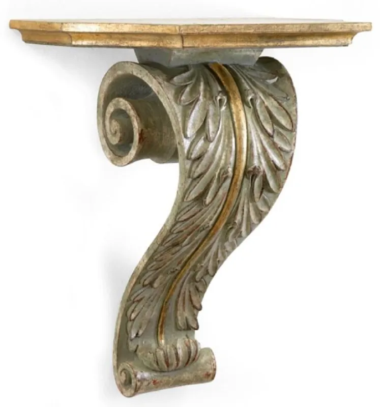 Casa Padrino consolle da parete barocco di lusso argento grigio antico / oro antico - Magnifica consolle decorativa da parete in legno massello stile barocco - Mobili barocchi - Fatto in Italia Direkt Vom Hersteller
