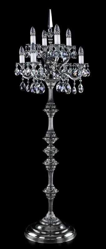 Sonderaktion Casa Padrino lampada da terra barocco di lusso in cristallo argento antico Ø 56 x A. 152 cm - Magnifica lampada da terra in ottone con cristallo di Boemia - Luci in cristallo barocco