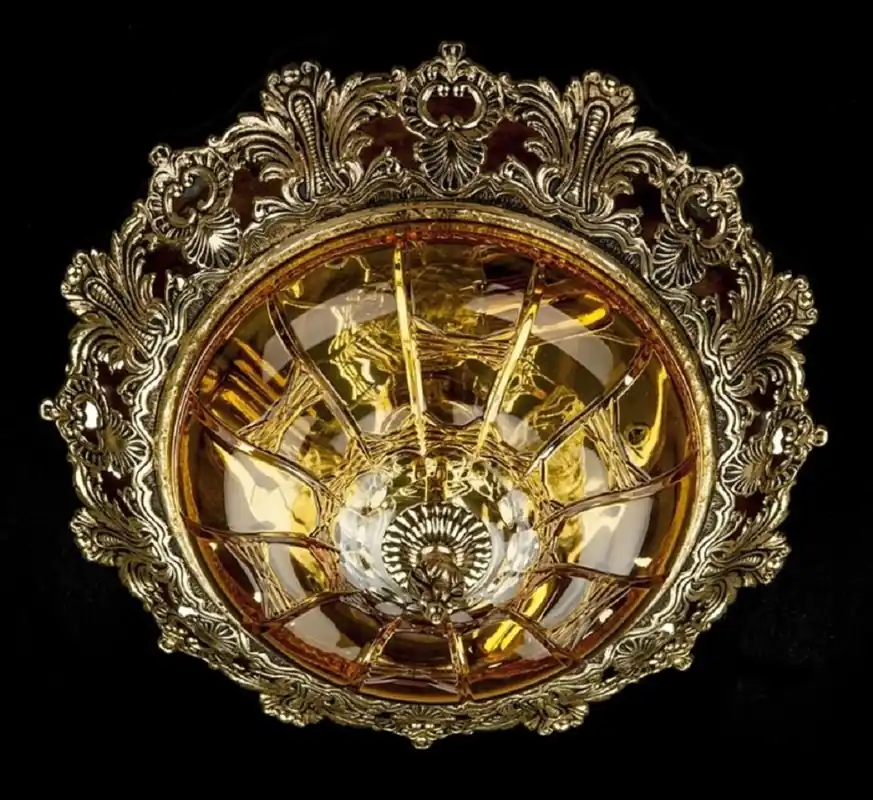 Casa Padrino lampada da soffitto barocco di lusso ottone antico / oro / giallo / marrone Ø 47 x A. 21 cm - Magnifica plafoniera in stile barocco - Luci barocche Beliebt