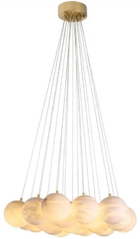 Casa Padrino lampadario di lusso alabastro / ottone antico Ø 75 x A. 170 cm - Lampadario da soggiorno con paralumi in alabastro - Qualità di lusso Saisonangebot