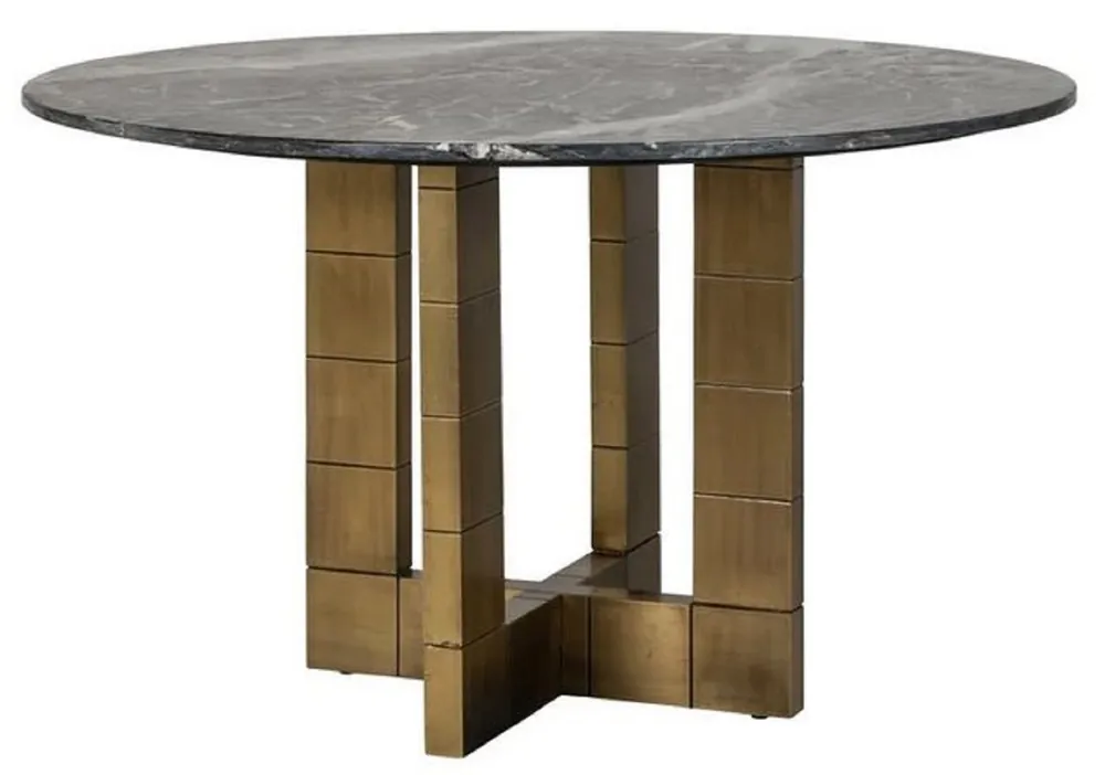 Mega-Angebot Casa Padrino tavolo da pranzo di lusso nero / oro Ø 130 x A. 76 cm - Tavolo da cucina rotondo con piano in marmo - Mobili per sala da pranzo - Mobili di lusso