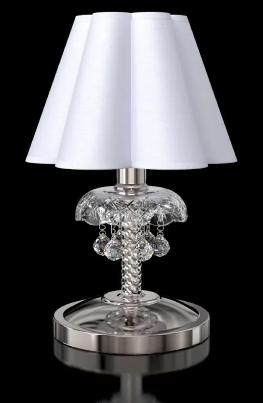 Casa Padrino lampada da tavolo barocco di lusso in cristallo argento / bianco Ø 20 x A. 30 cm - Magnifica lampada da comodino con vetro in cristallo di Boemia - Luci di cristallo barocche Sichere Zahlung