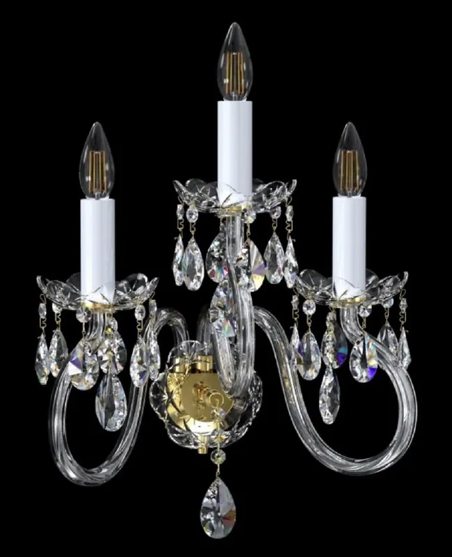 Geprüft Casa Padrino lampada da parete barocco di lusso in cristallo oro / bianco 35,5 x 21,5 x A. 49 cm - Magnifica lampada da parete con vetro in cristallo di Boemia - Luci in cristallo barocche