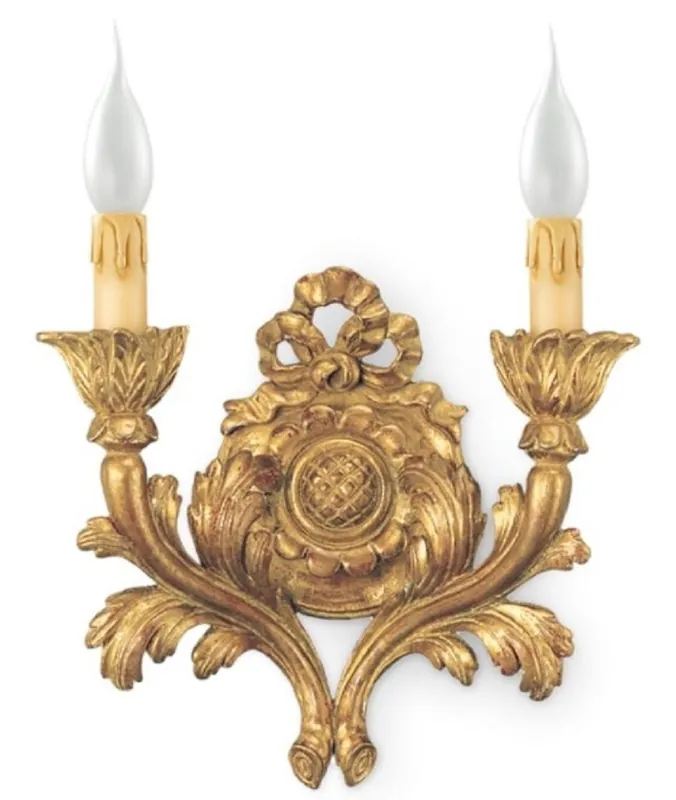 Letzte Chance Casa Padrino lampada da parete doppia barocco di lusso oro antico 31 x 14 x A. 30 cm - Magnifica lampada da parete stile barocco - Luci barocche - Qualità di lusso - Fatto in Italia
