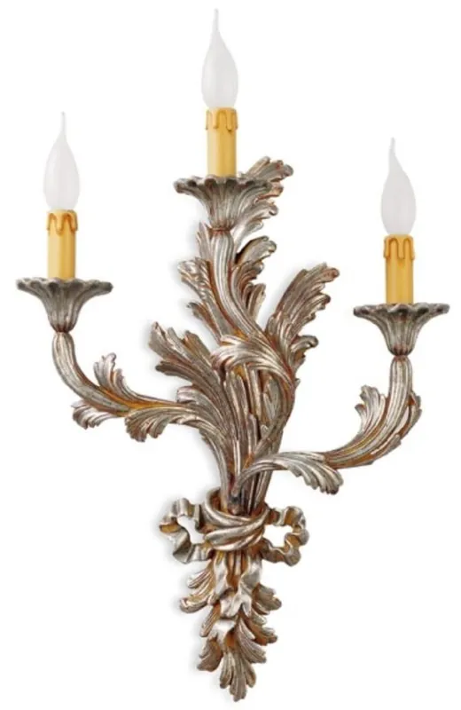 Casa Padrino lampada da parete di lusso argento antico 40 x 20 x A. 58 cm - Magnifica lampada da parete in stile barocco - Luci barocche - Qualità di lusso - Fatto in Italia Sale