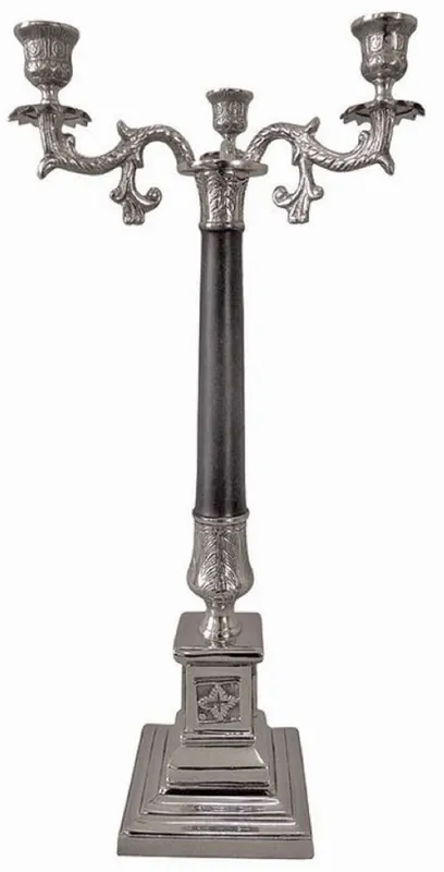 Top-Angebot Casa Padrino portacandele barocco argento / nero 17 x 17 x A. 65 cm - Magnifico portacandele in metallo in stile barocco - Accessori decorativi barocchi