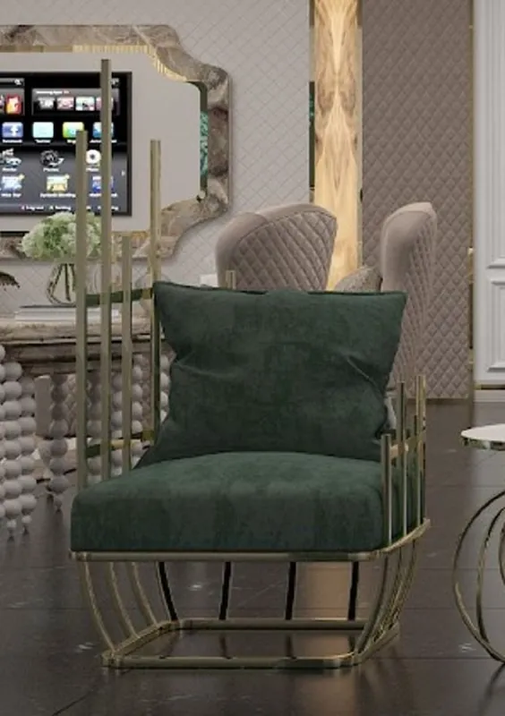 Casa Padrino poltrona di design di lusso lato sinistro con cuscini verde / oro 68 x 68 x A. 153 cm - Mobili da soggiorno - Mobili hotel - Mobili di lusso Neu