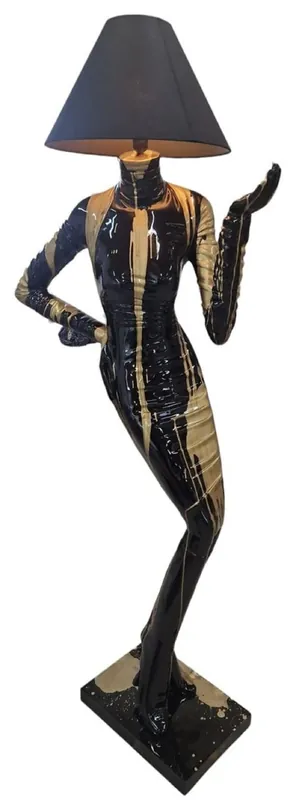Garantierte Lieferung Casa Padrino lampada da terra di lusso signora nero / oro A. 187 cm - Lampada da terra di design con paralume - Lampade da terra di lusso - Lampade di lusso - Interni di lusso